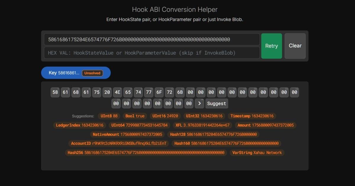 Hook State Converter: Decode Xahau HookState ABI Without the Guesswork